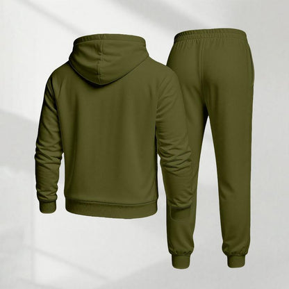 Men's Polo Pattern Print Hoodie and Drawstring Sweatpants 