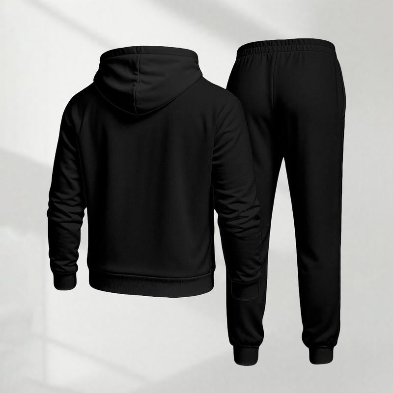 Men's Polo Pattern Print Hoodie and Drawstring Sweatpants 